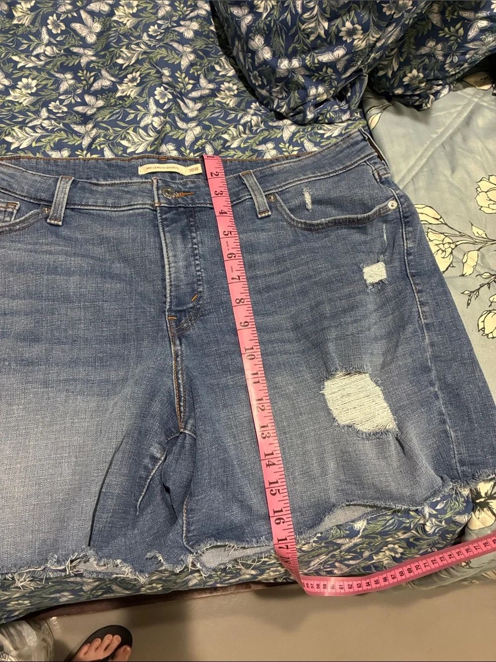 Levi's Women's Blue Distressed Denim Shorts